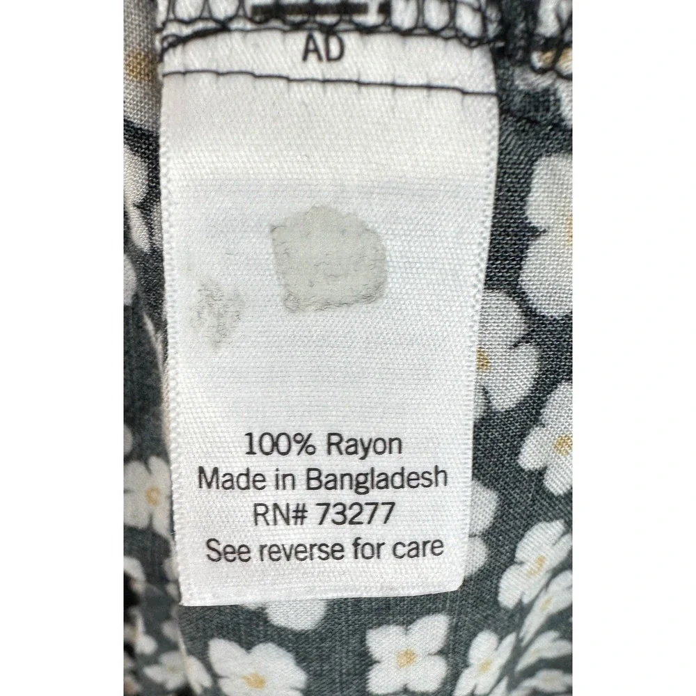 Croft & Barrow‎ Floral Button Down Shirt Womens XL Black White Daisy Rayon Top